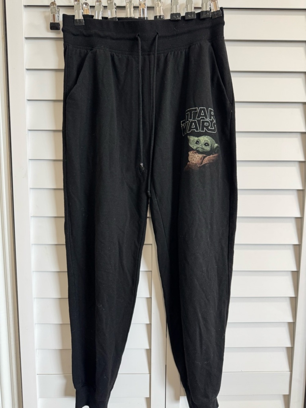 Star Wars Black Jogger Pants with baby yoda Graphic